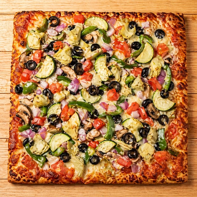 Veggie Deluxe Square Pie Pizza.