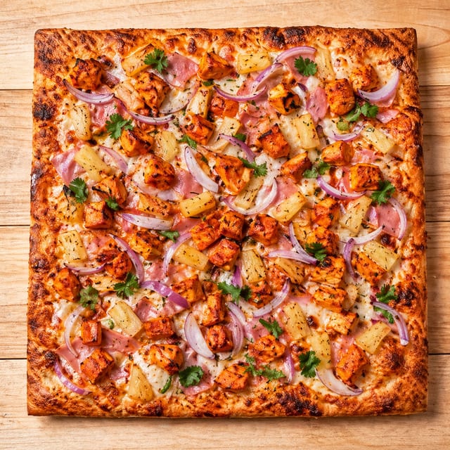 Spicy Hawaiian Square Pie Pizza.