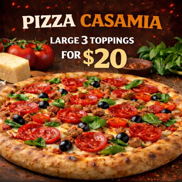 Large 3 topping pizza.