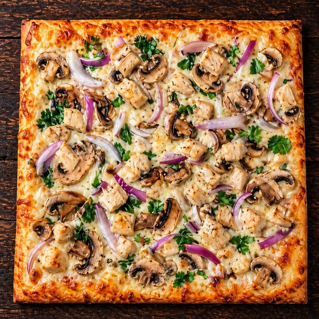 Garlic Chicken Square Pie Pizza.