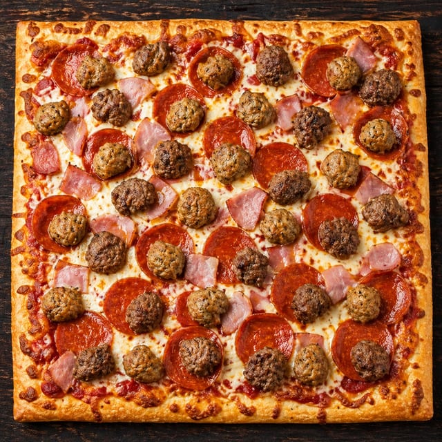 All Meat Square Pie Pizza.